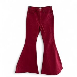 Shyanne Wine Red Flare Jeans - Wide Leg